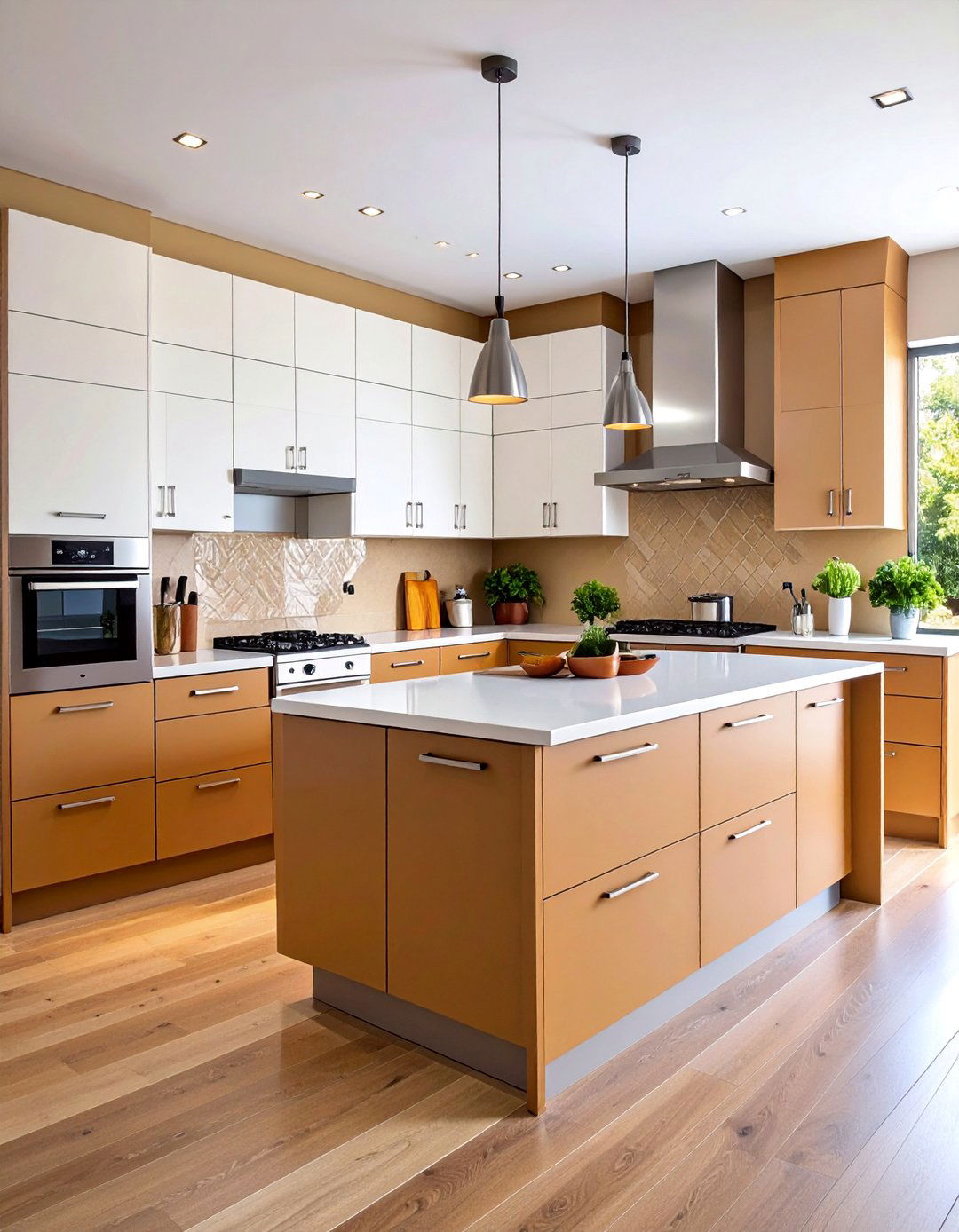 Modern Two Tone Brown and White Contemporary Design - 25 Brown Kitchen Cabinets Ideas