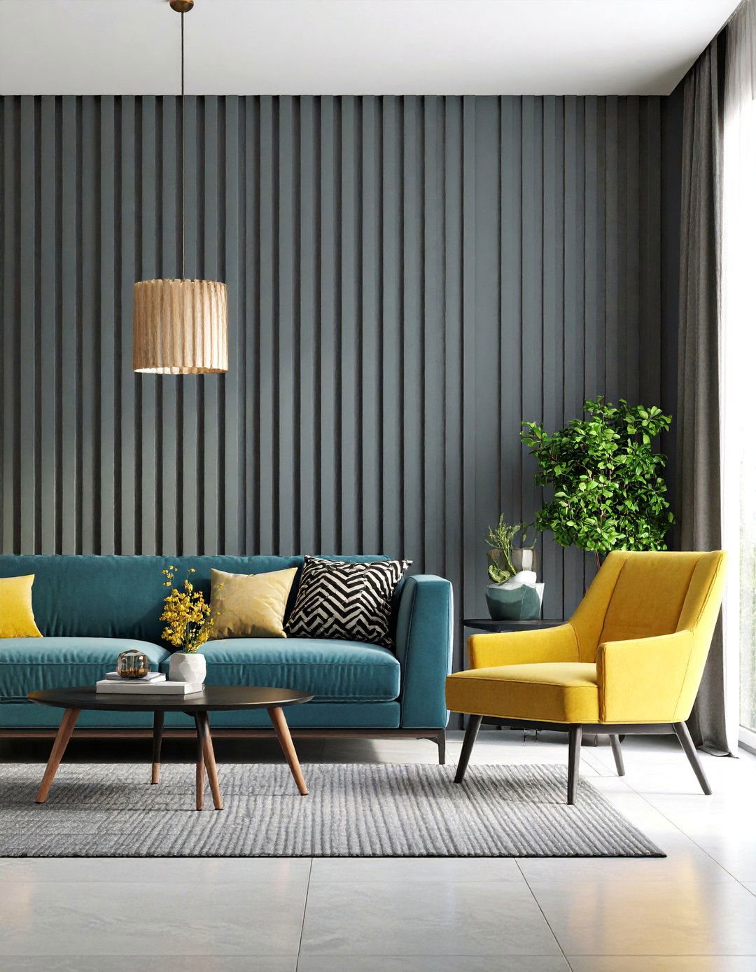 Modern Vertical Stripe Pattern Wallpaper - 25 Living Room Wallpaper Ideas