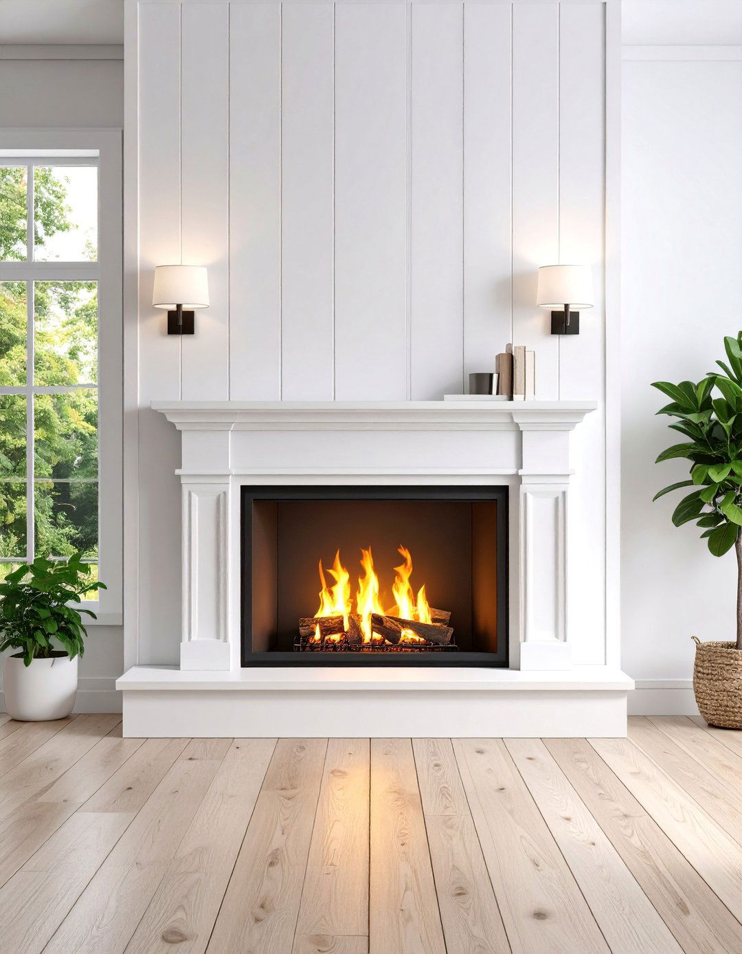 Modern Vertical White Shiplap Contemporary Style - 25 Shiplap Fireplace Ideas