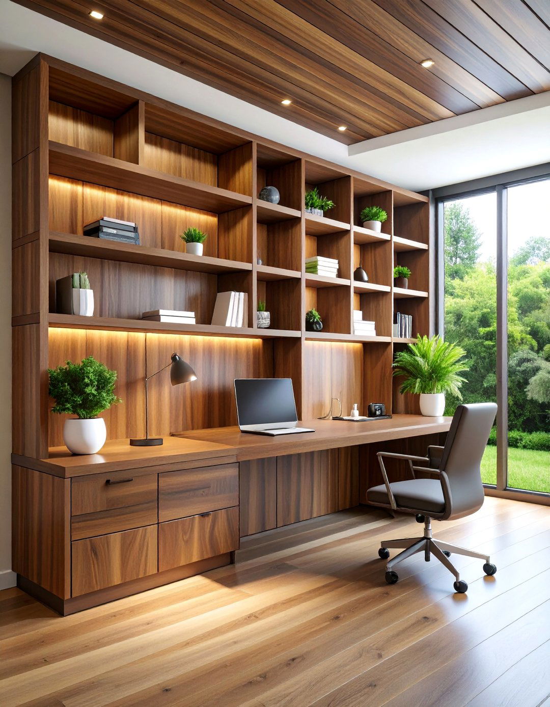 Modern Walnut Floating Shelves with Rich Wood Tones - 25 Floating Shelves Ideas