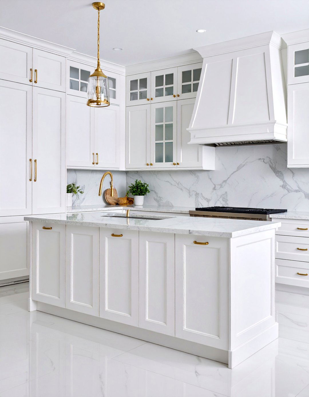 Modern White Cabinets with Brass Edge Pull Hardware - 25 White Kitchen Cabinets With Gold Hardwar