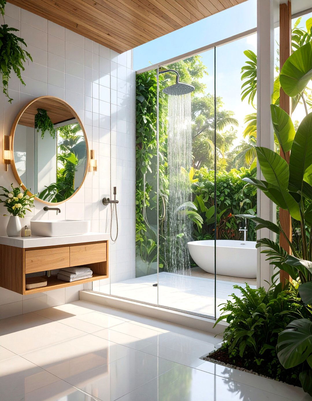 Modern White Glass Shower Enclosure - 25 White Bathroom Ideas