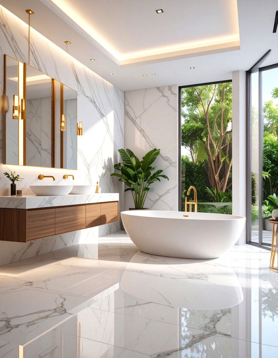 Modern White Marble Spa Retreat - 25 White Bathroom Ideas