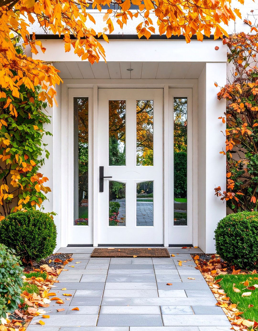 Modern White Oak Door with Asymmetrical Glass Layout - 25 White Oak Front Door Ideas