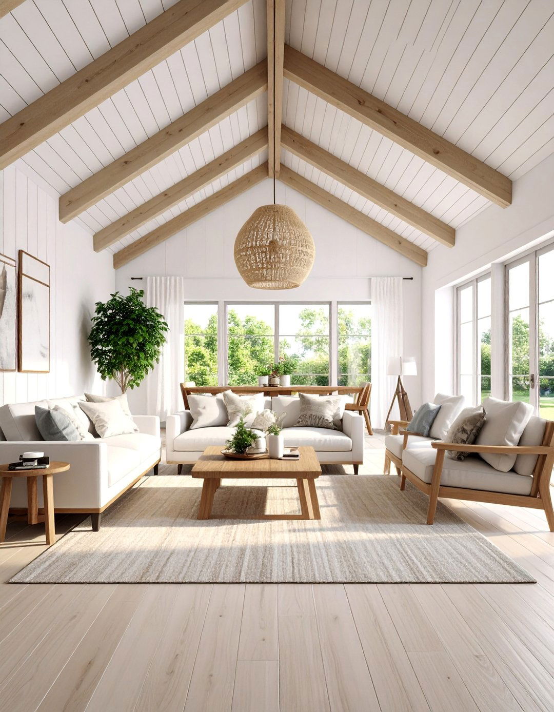 Modern White Shiplap Cathedral Ceiling - 25 Cathedral Ceiling Ideas