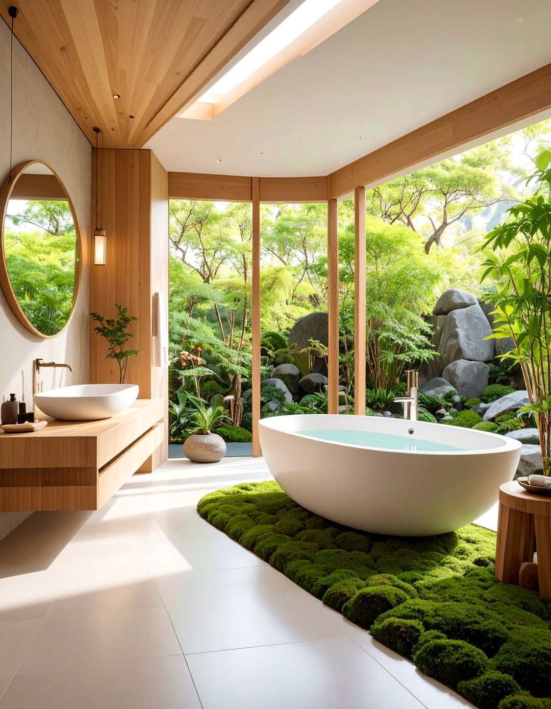 Modern Zen Garden Bathroom Sanctuary - 25 Greenhouse Bathroom Ideas