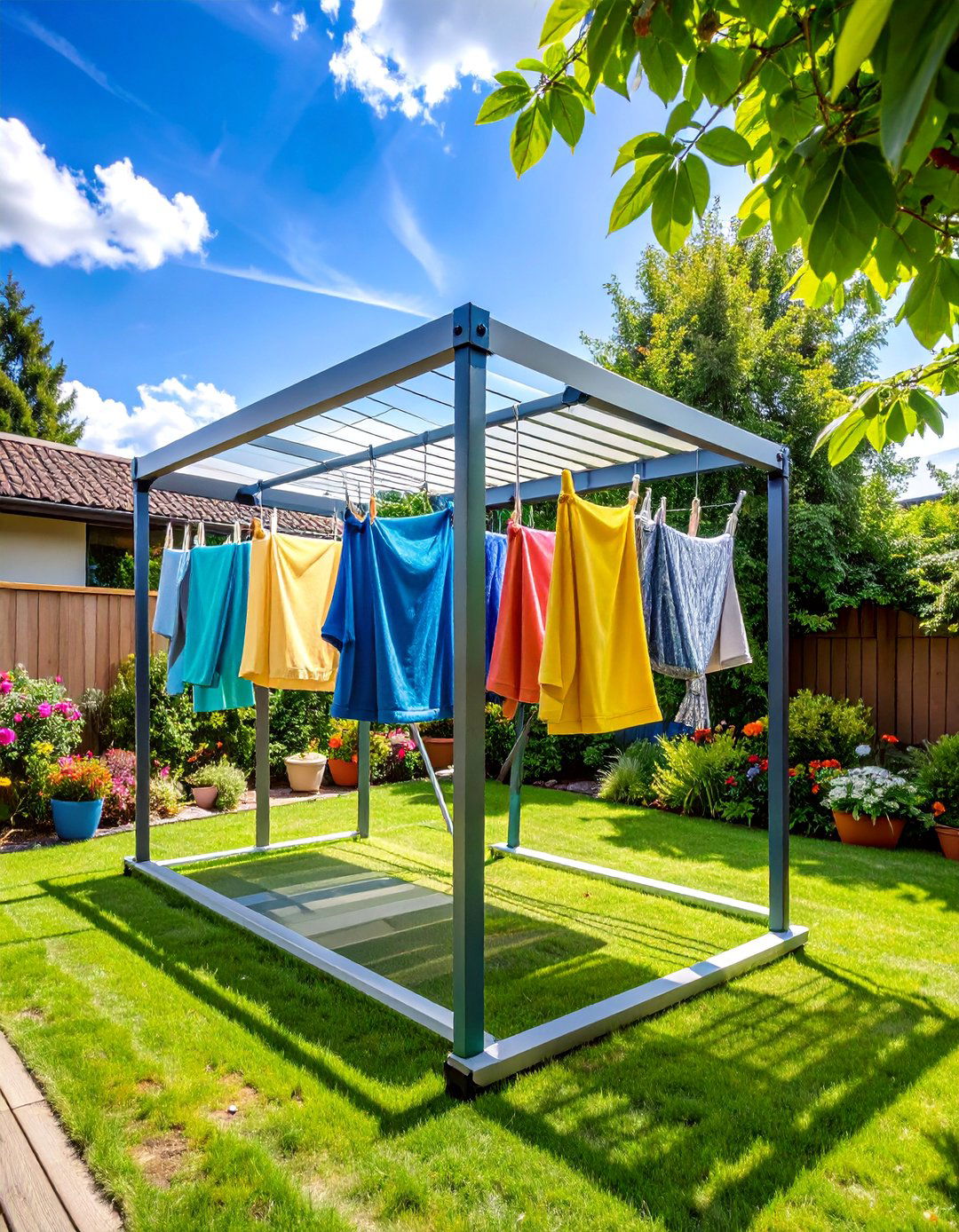 Modular Expandable Clothesline System - 25 Outdoor Clothesline Ideas