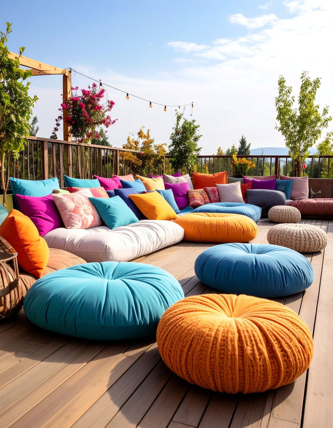 Modular Floor Cushion Seating Area - 25 Deck Seating Ideas