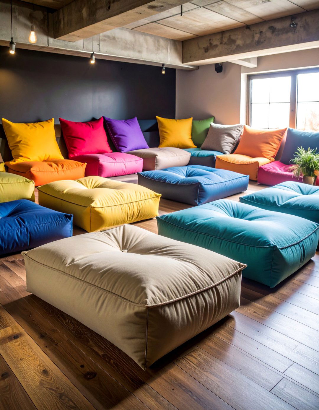 Modular Floor Cushion Seating System - 25 Basement Furniture Ideas