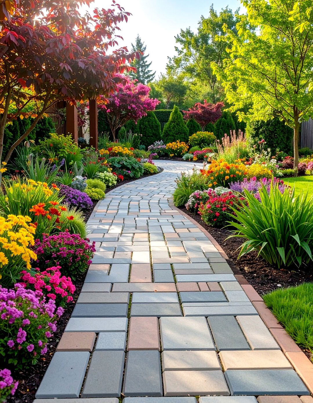 Modular Random Pattern Concrete Paver Design - 25 Concrete Paver Walkway Ideas