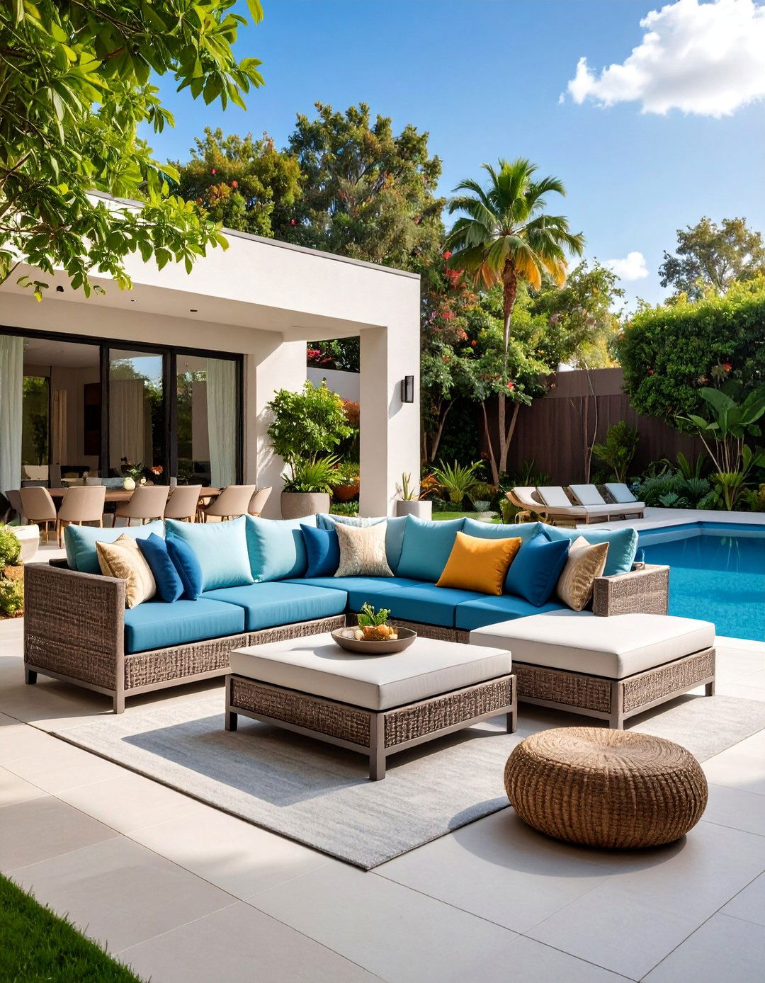 Modular Sectional Patio Set with Weather Resistant Cushions - 25 Patio Furniture Ideas