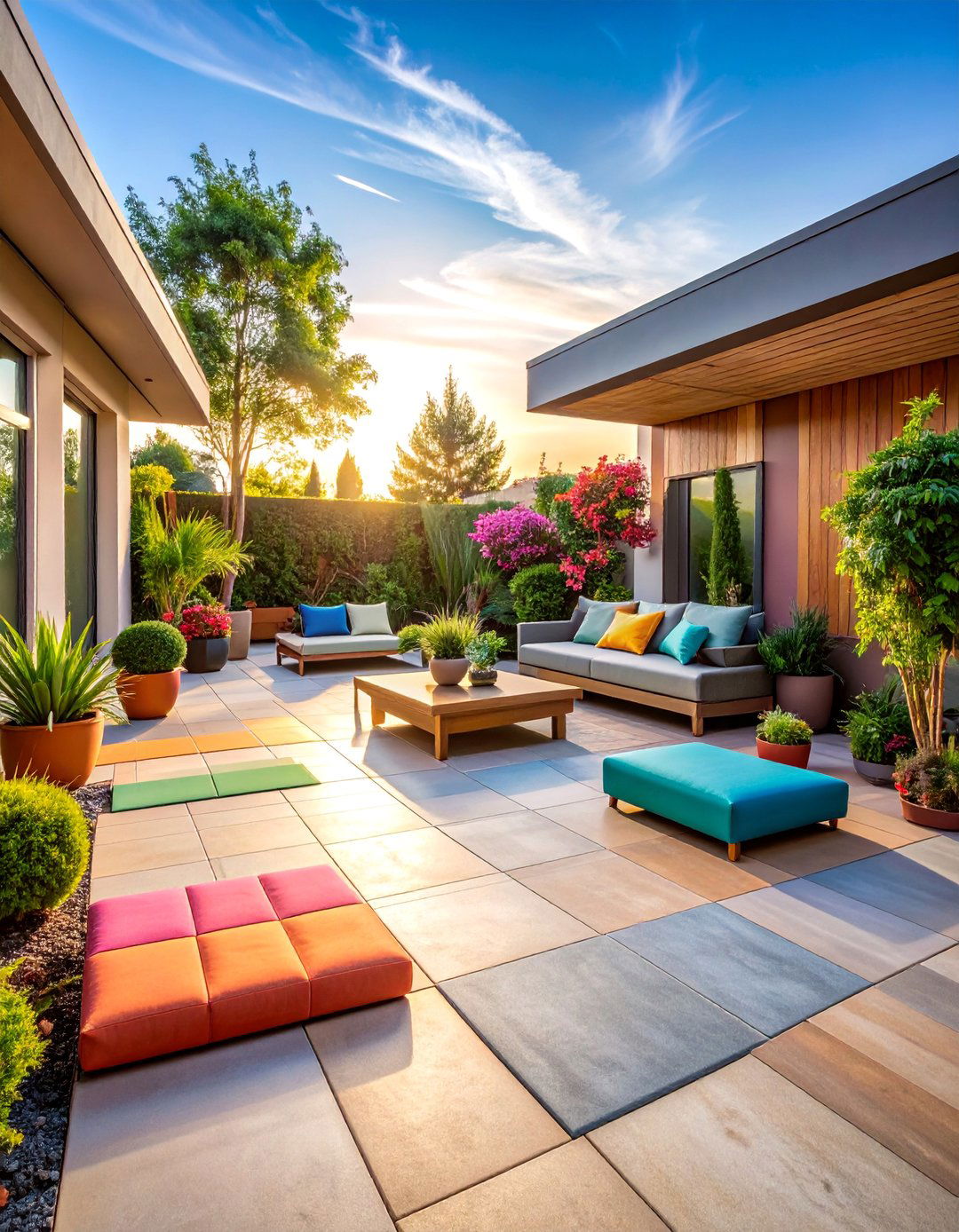 Modular Tile Patio with Flexible Configuration Options - 25 Patio Flooring Ideas