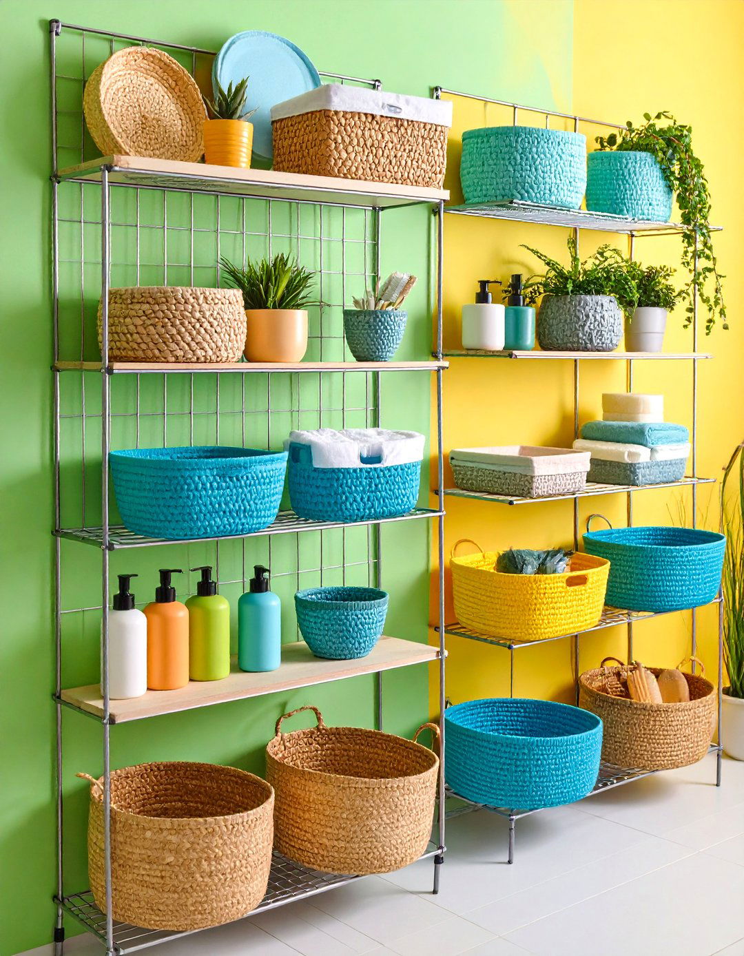 Modular Wall Grid System with Customizable Components - 25 Bathroom Storage Ideas