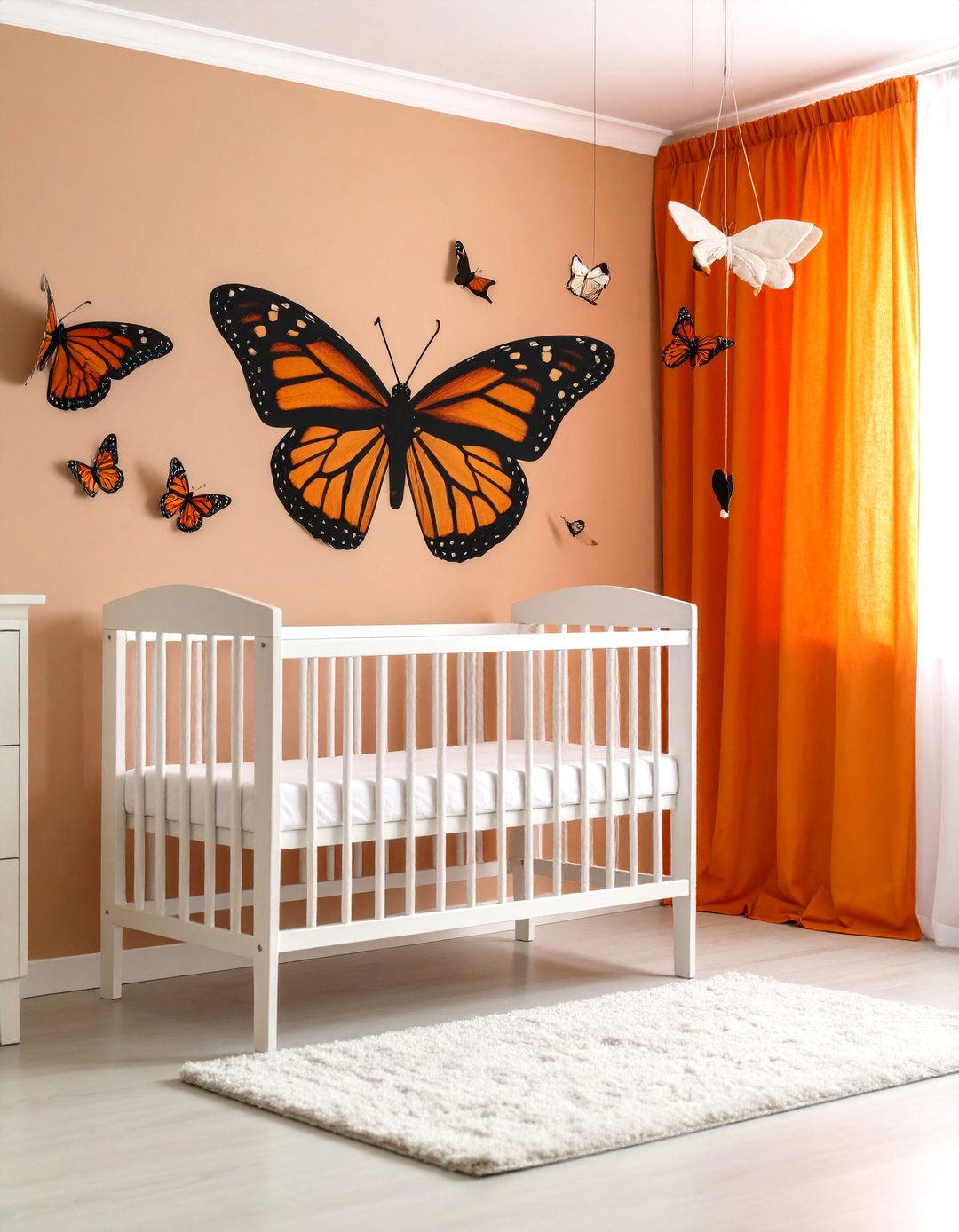 Monarch Butterfly Nursery with Orange and Black Accents - 25 Butterfly-themed Room Ideas