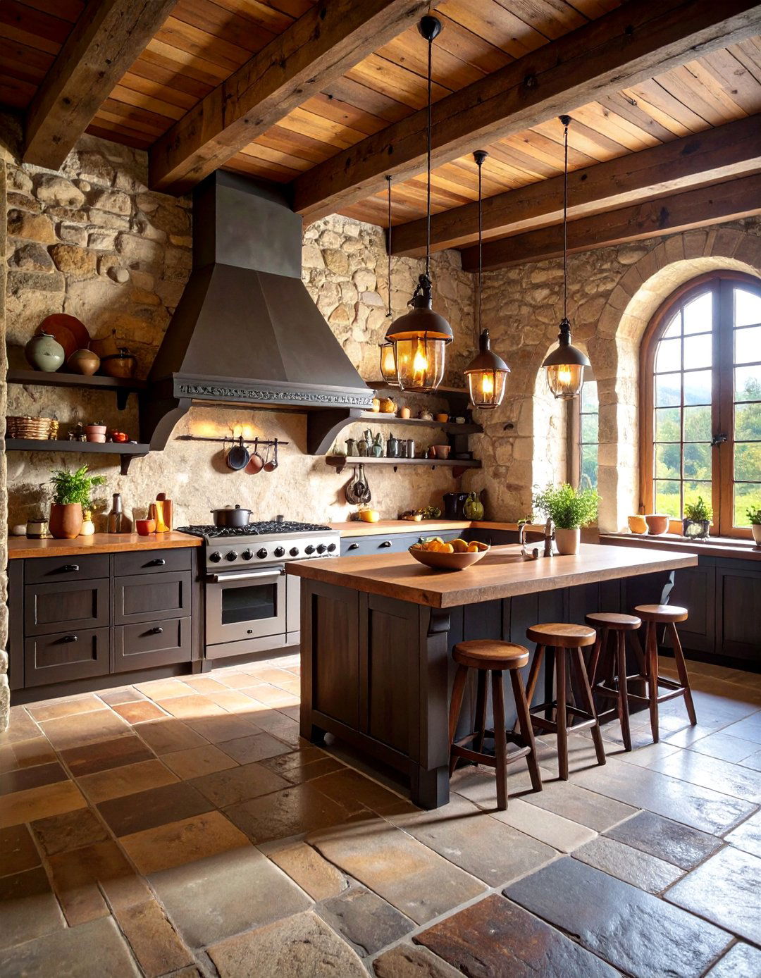 Monastic Gothic Kitchen with Stone Flooring - 25 Gothic Kitchen Ideas