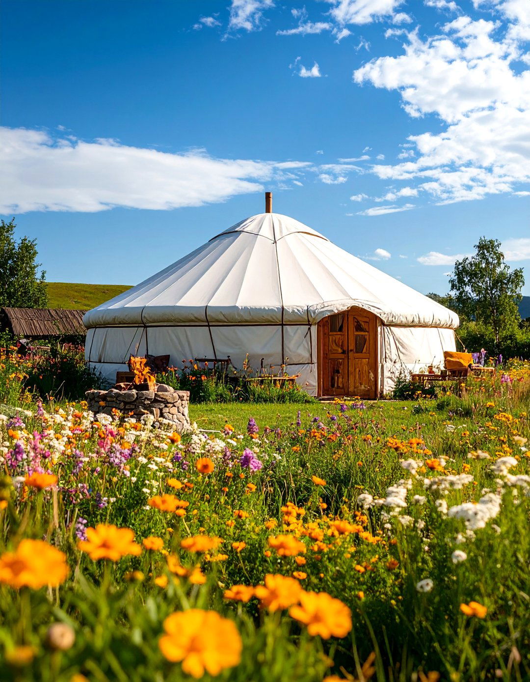 Mongolian Steppe Garden with Yurt Structure - 25 Asian Landscaping Ideas