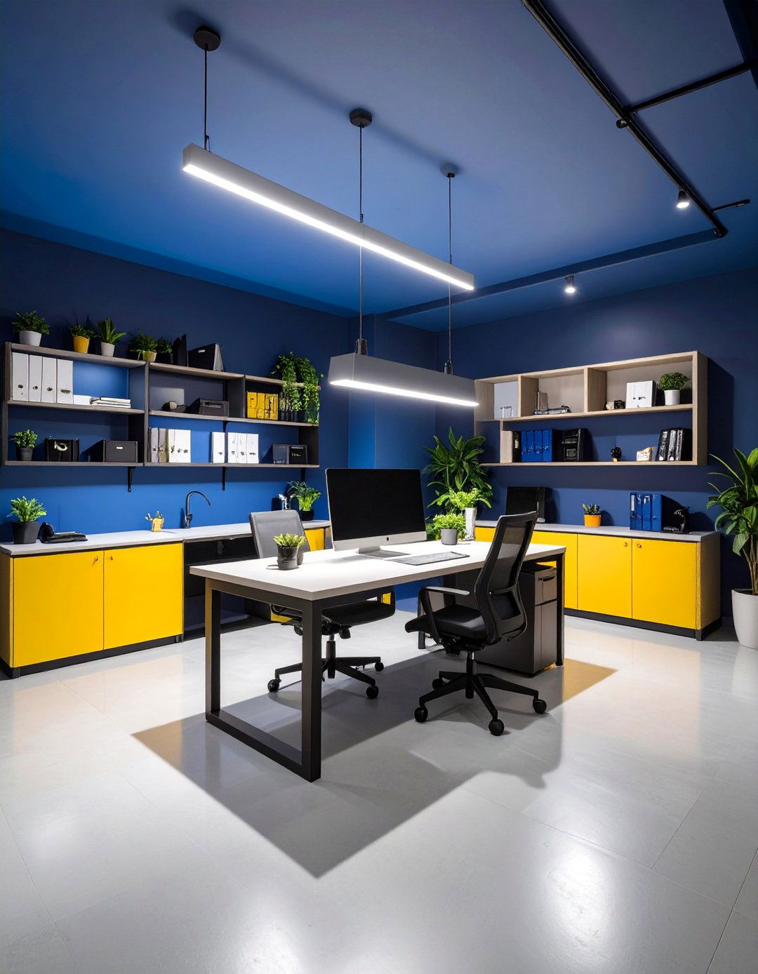 Monochromatic Basement Office Design - 25 basement office ideas