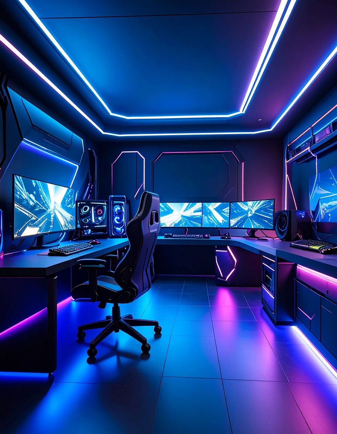 Monochromatic Black Gaming Cave - 25 Game Room Paint Ideas
