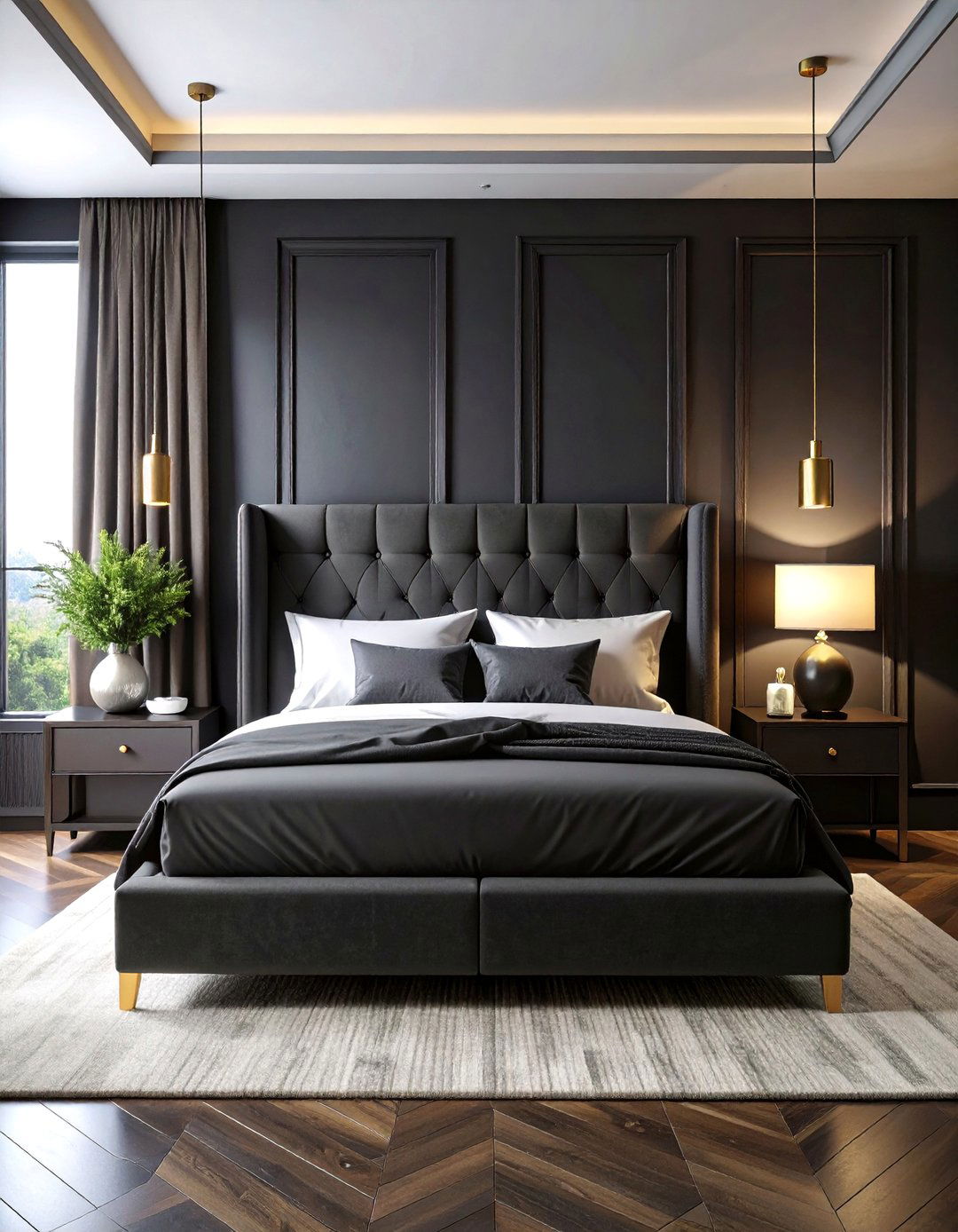 Monochromatic Black Headboard Bedroom - 25 Black Headboard Bedroom Ideas