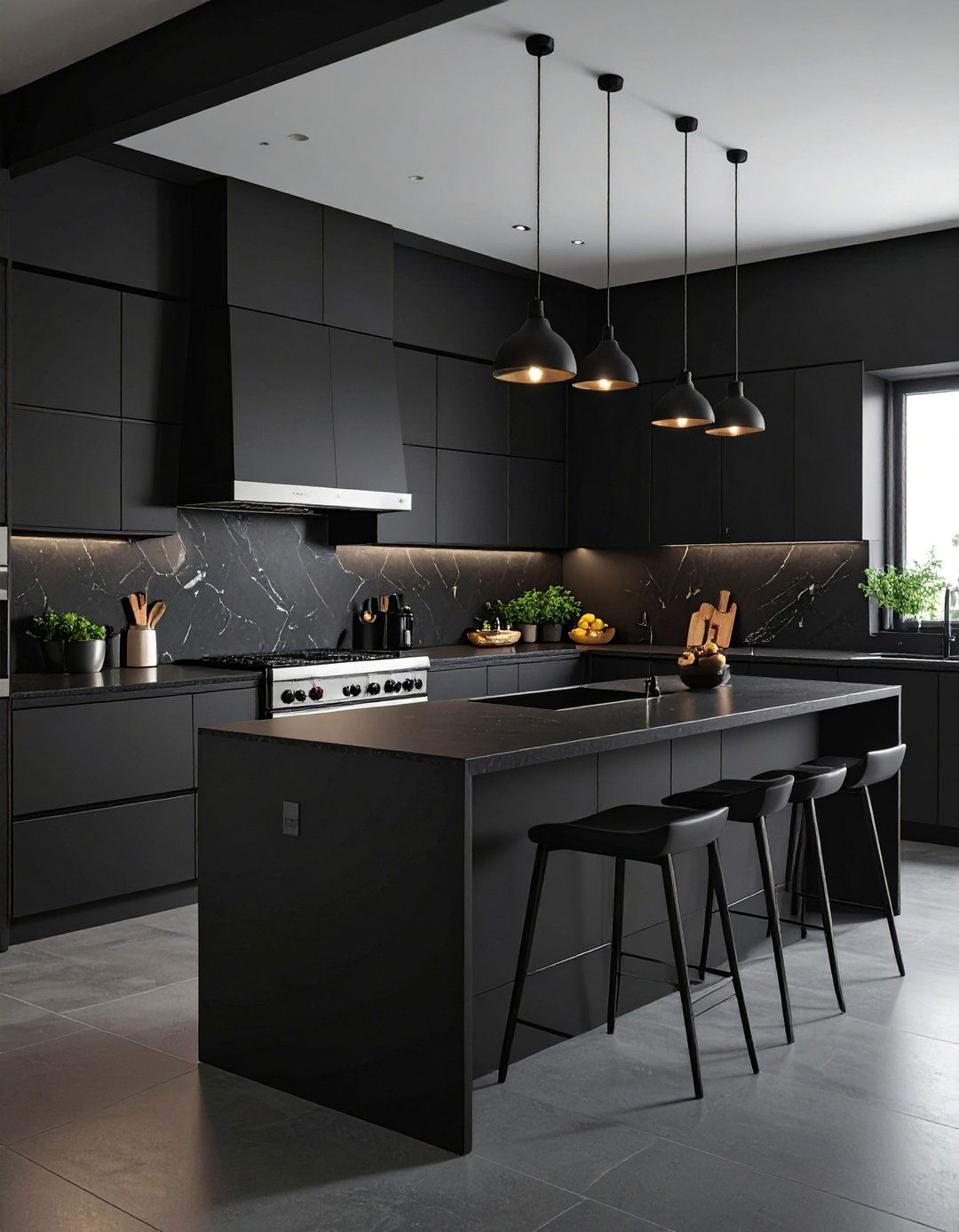 Monochromatic Black Kitchen Design - 25 Black Kitchen Countertops