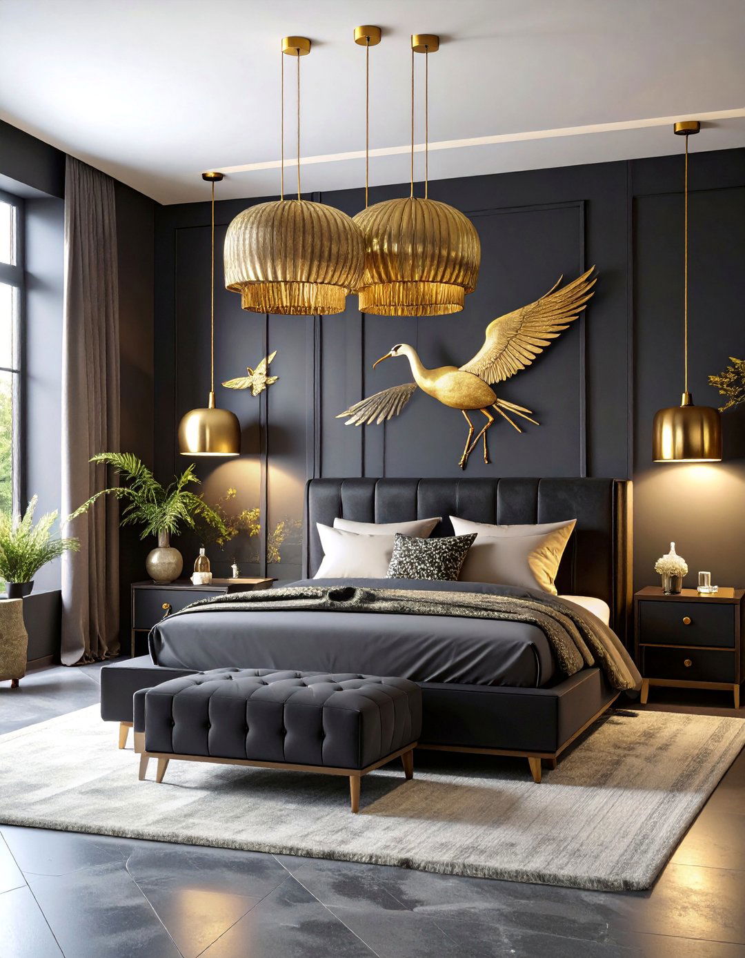 Monochromatic Black and Gold Elegance - 25 Chinoiserie Bedroom Ideas