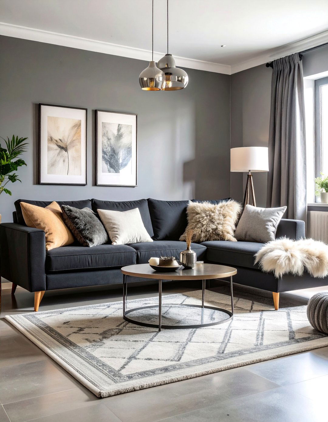 Monochromatic Black and Gray Living Room Design - 25 Black Couch Living Room Ideas
