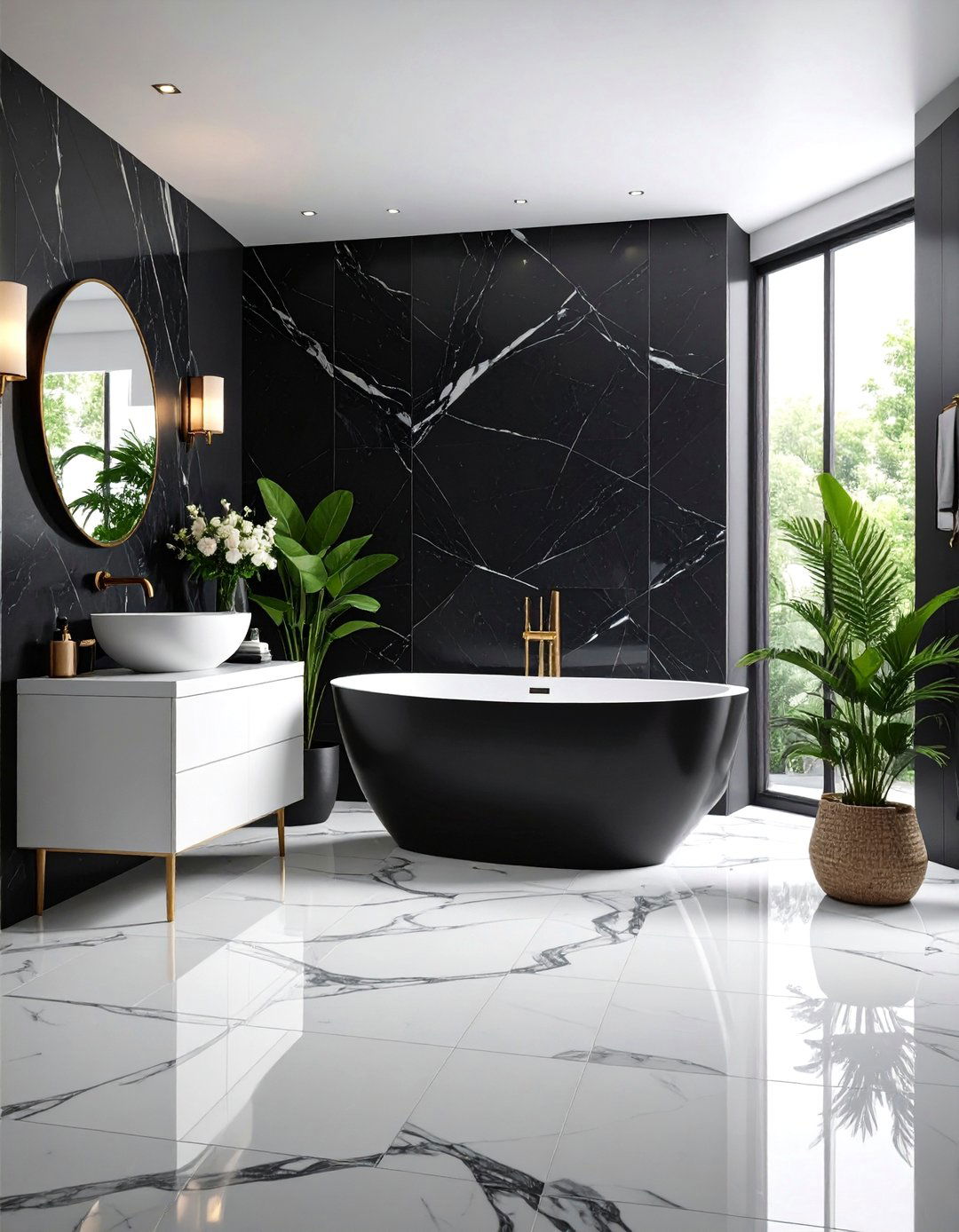 Monochromatic Black and White Drama - 25 Modern Bathroom Decor Ideas