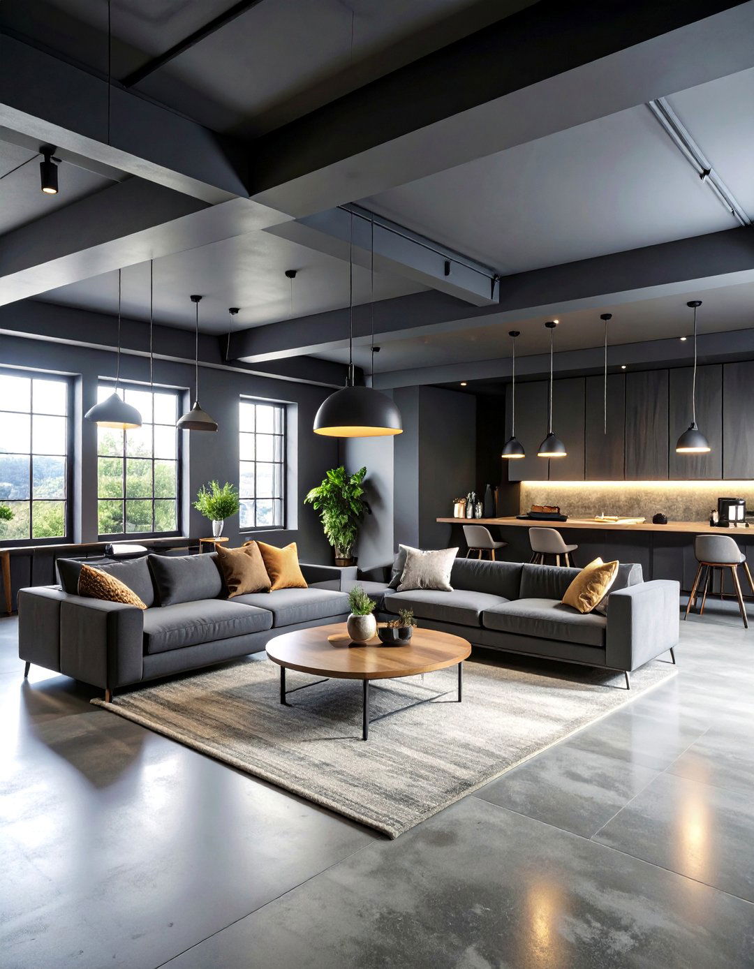 Monochromatic Dark Gray Ceiling - 25 Basement Ceiling Ideas