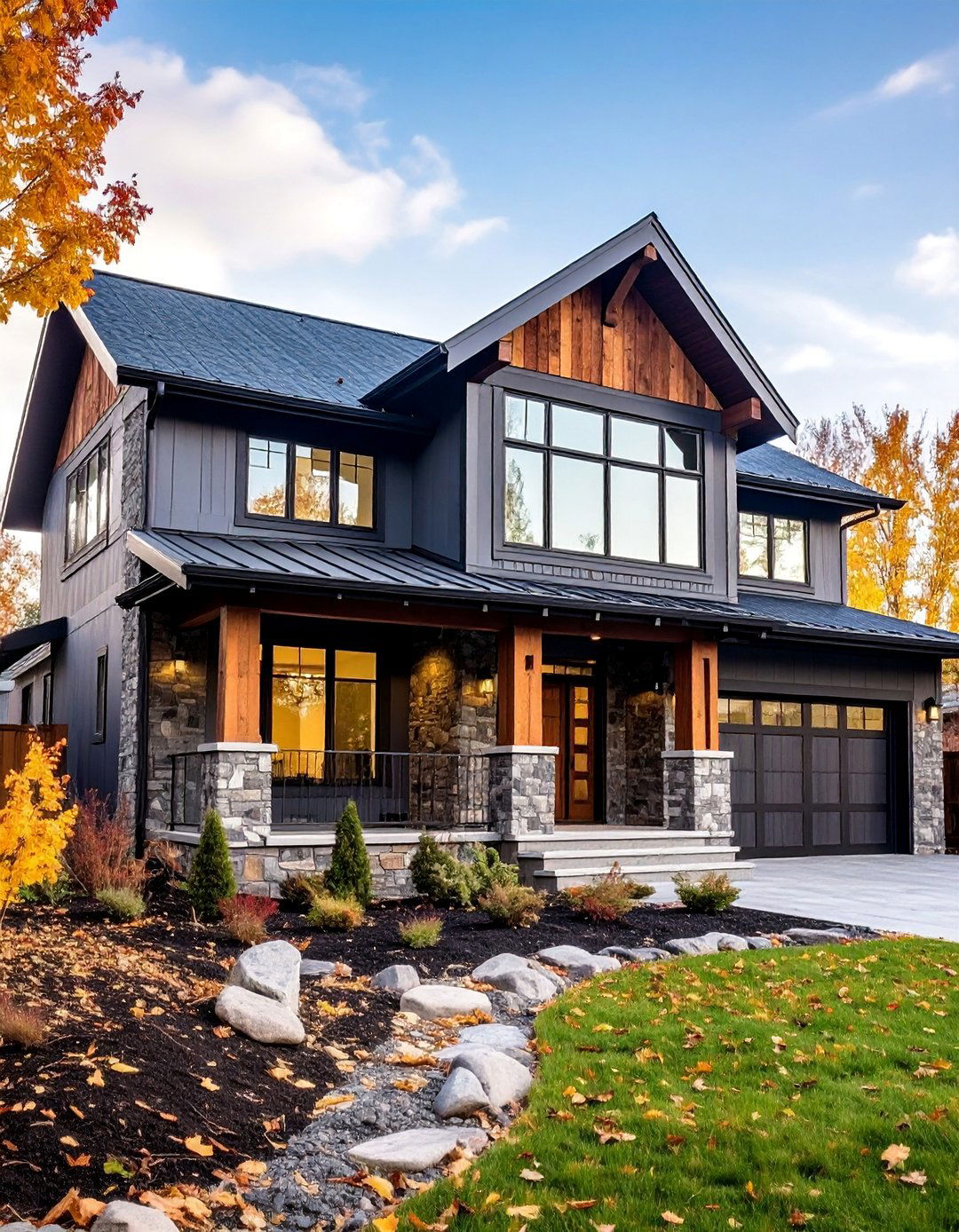 Monochromatic Exterior with Textural Contrast - 25 Curb Appeal Inspiration for Ranch Homes