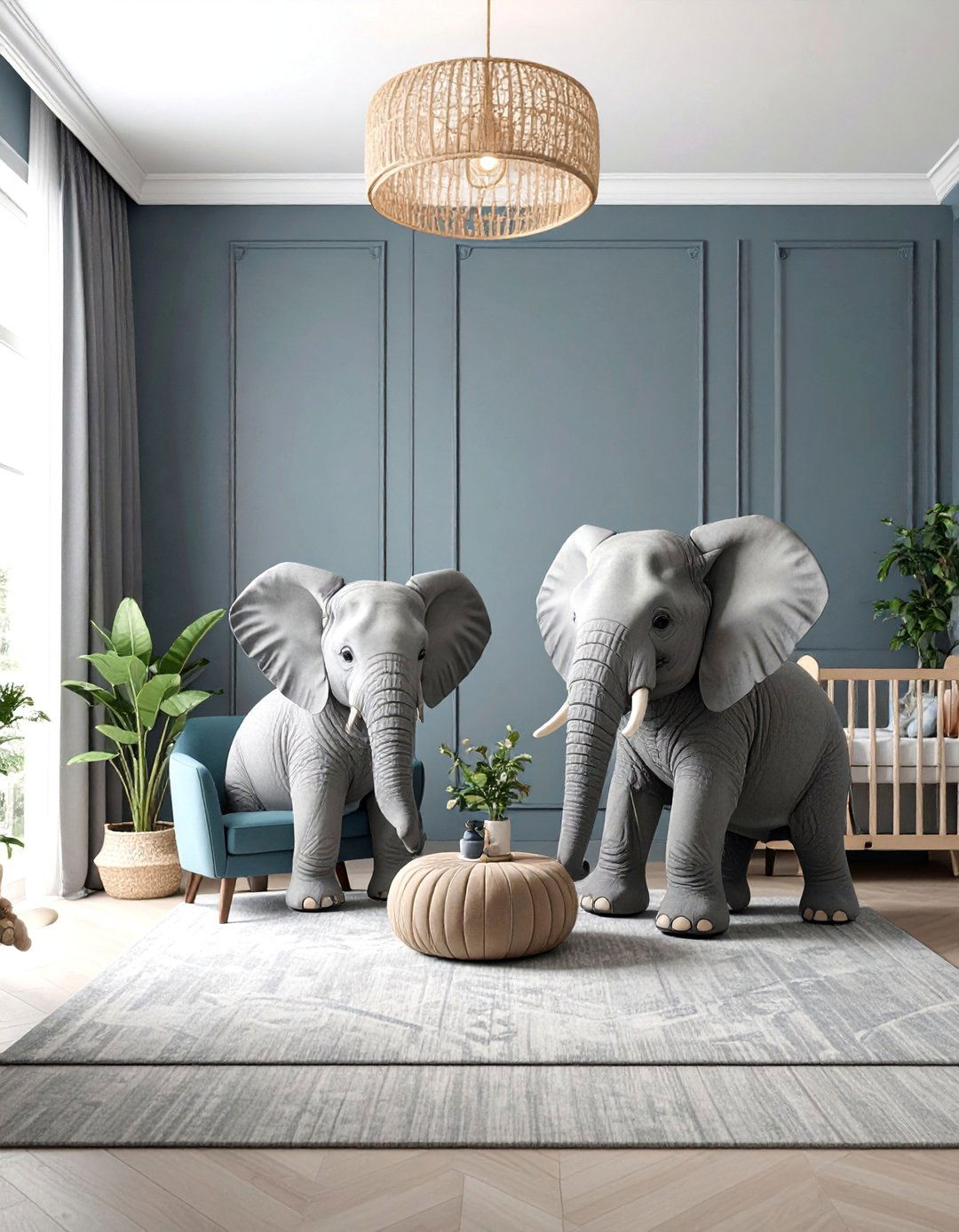 Monochromatic Gray Elephant Sophistication - 25 Elephant Nursery Ideas