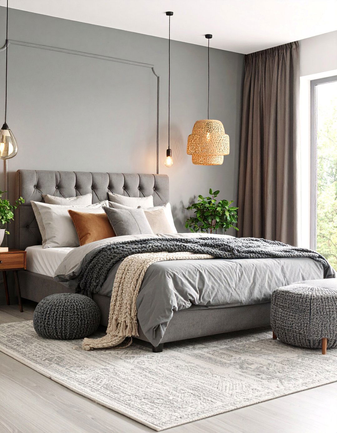 Monochromatic Gray Sanctuary with Textural Elements - 25 Small Bedroom Ideas