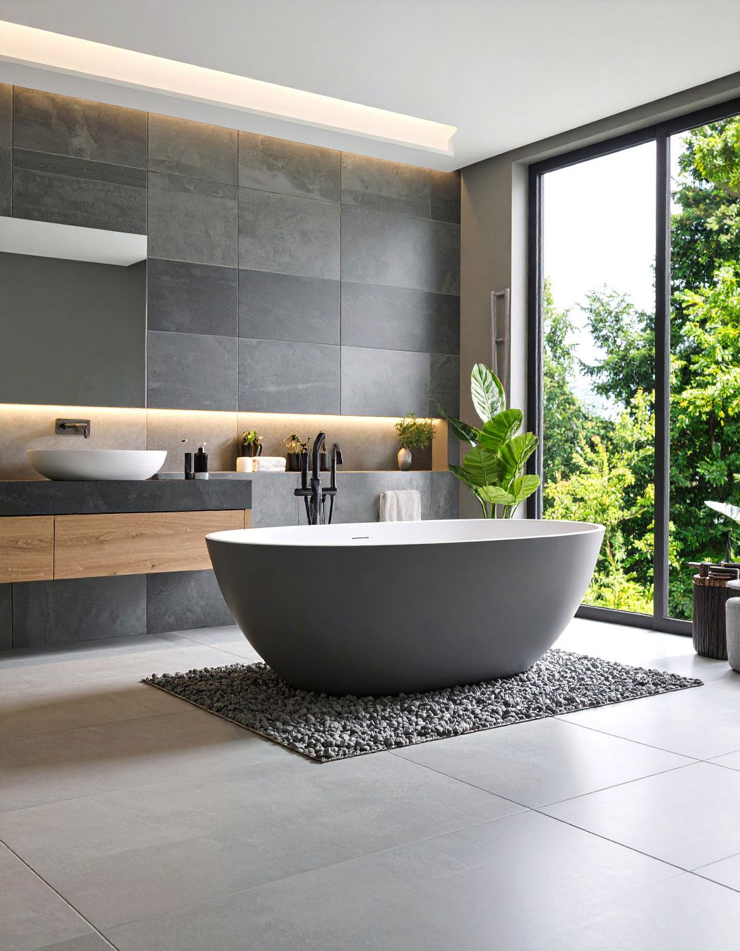 Monochromatic Gray Scale Tile Surround - 25 Bathtub Surround Ideas