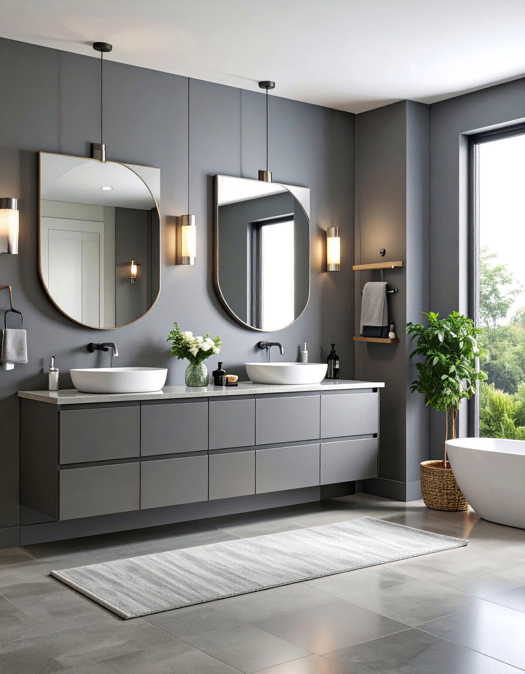 Monochromatic Gray Sophistication - 25 Hallway Bathroom Ideas