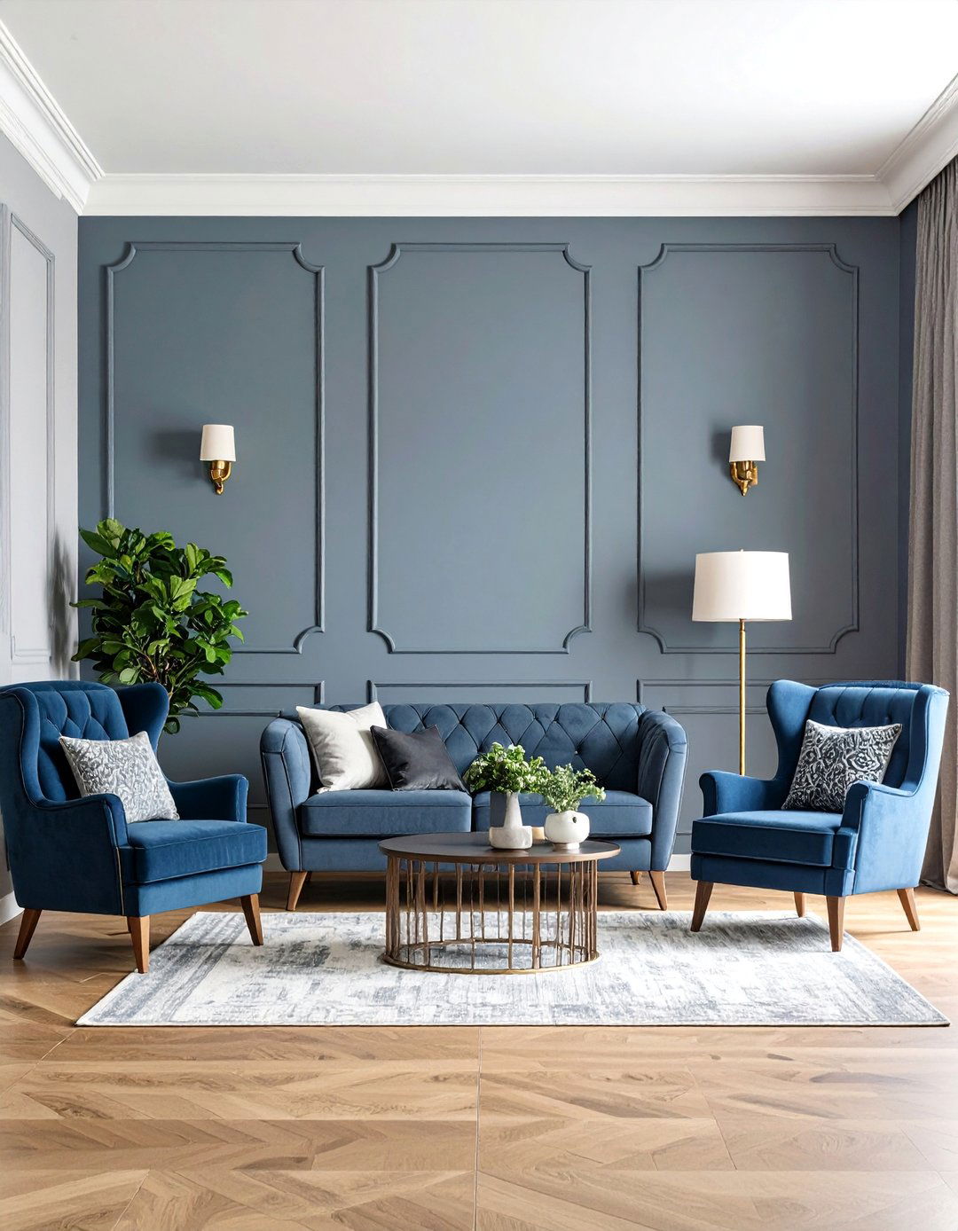Monochromatic Gray Wainscoting Scheme - 25 Living Room Wainscoting Ideas