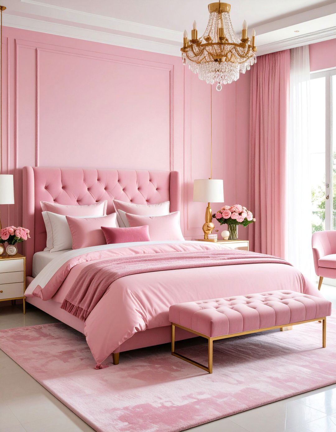Monochromatic Hot Pink Maximalist Bedroom - 25 Hot Pink Bedroom Ideas