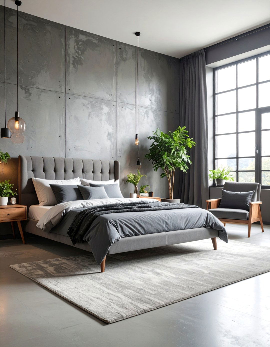 Monochromatic Loft Bedroom with Textural Contrast - 25 Loft Bedroom Ideas