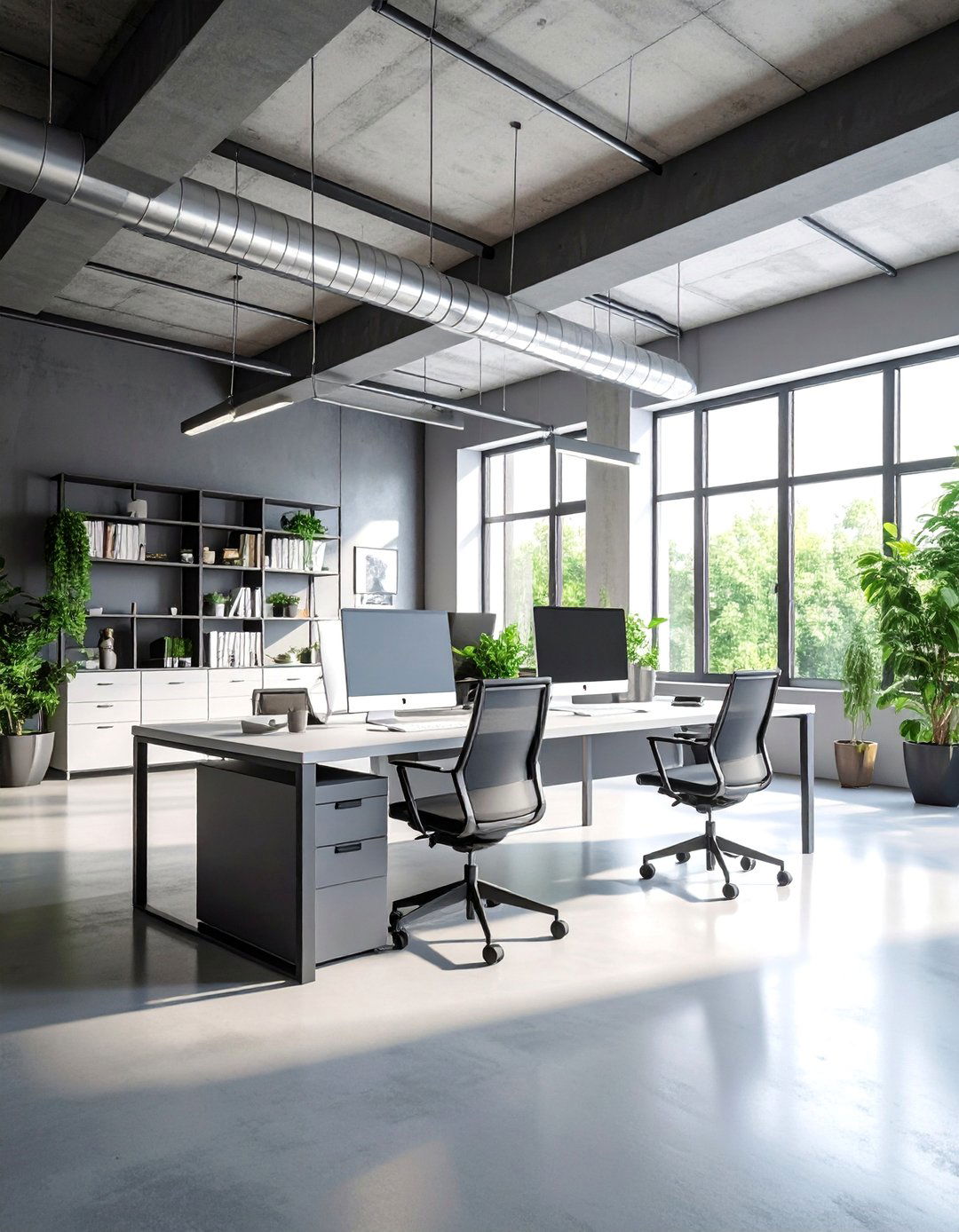 Monochromatic Loft Office with Bold Simplicity - 25 Loft Office Ideas