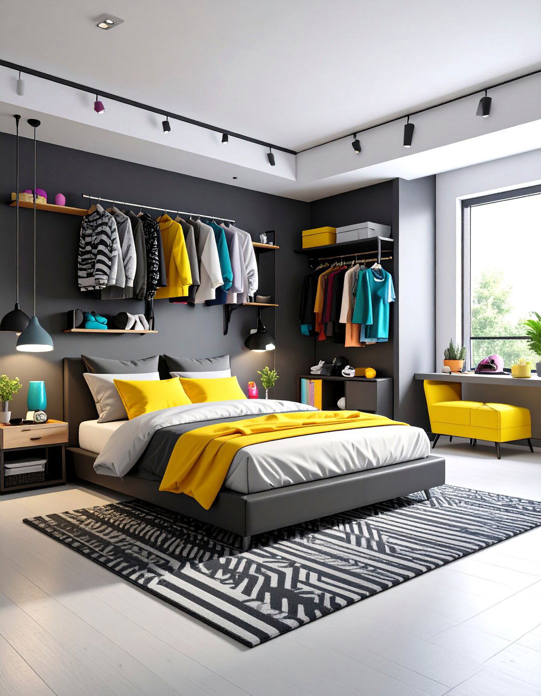 Monochromatic Minimalist Setup with Pop Color Accents - 25 Hypebeast Room Decor Ideas
