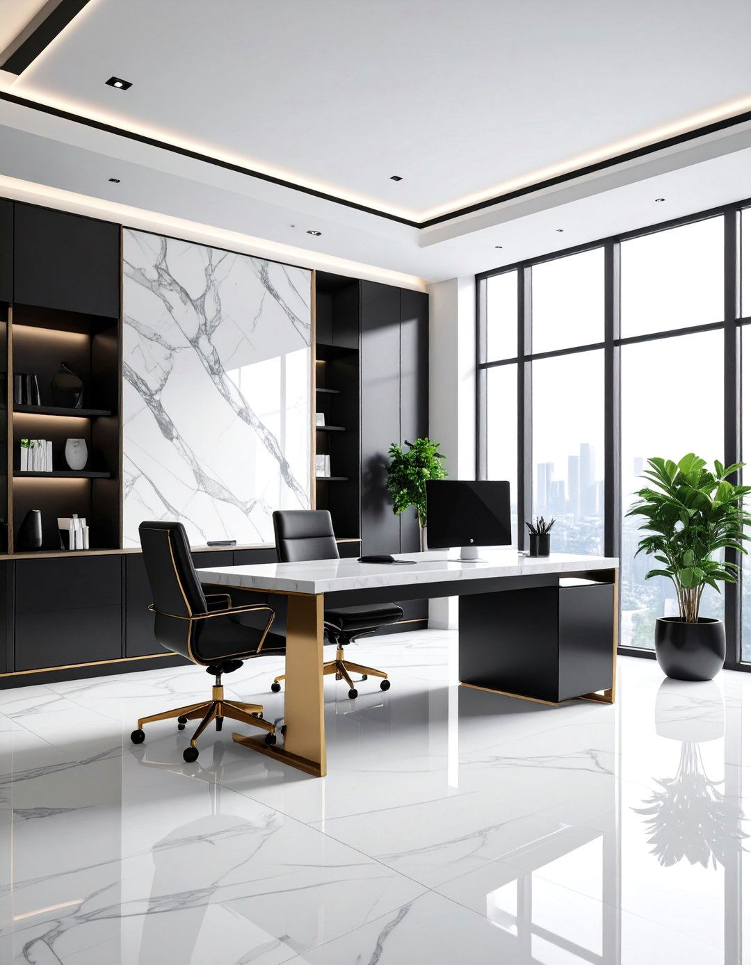 Monochromatic Modern Office - 25 Modern Home Office Ideas