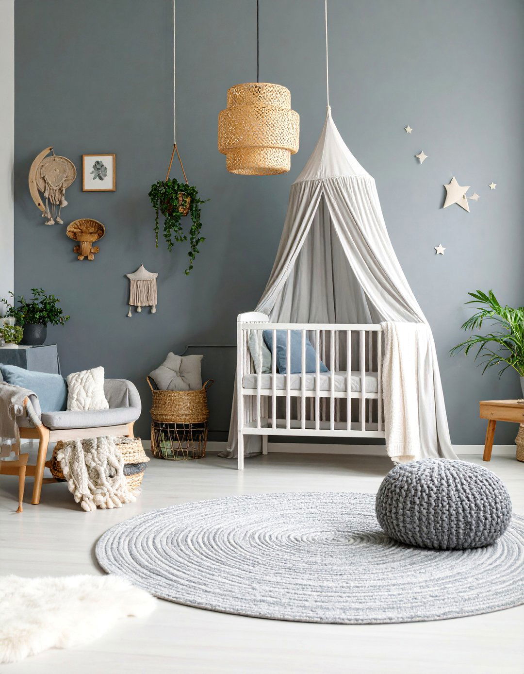 Monochromatic Nursery with Textural Interest - 25 Small Nursery Ideas