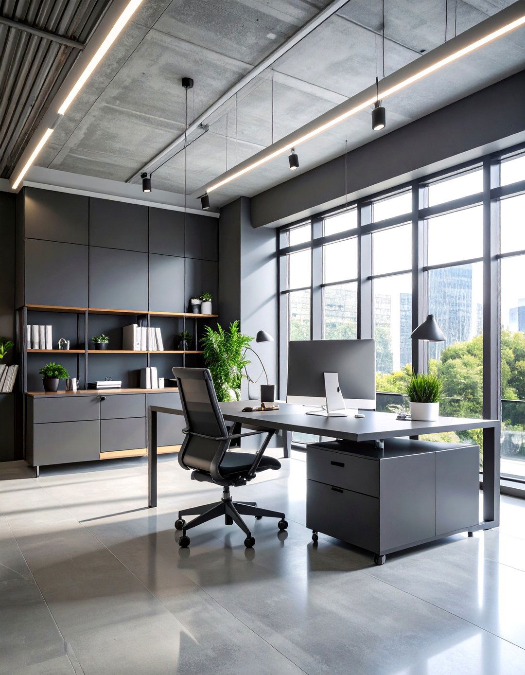 Monochromatic Office with Textural Interest