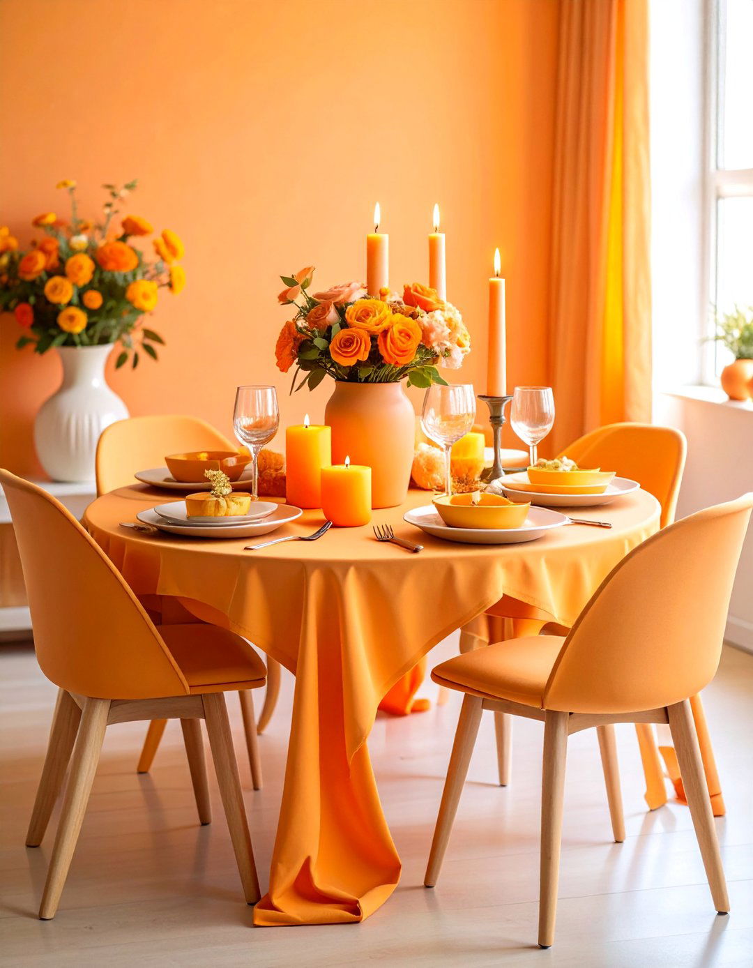 Monochromatic Orange Ombre Effect - 25 Fall Table Decor Ideas