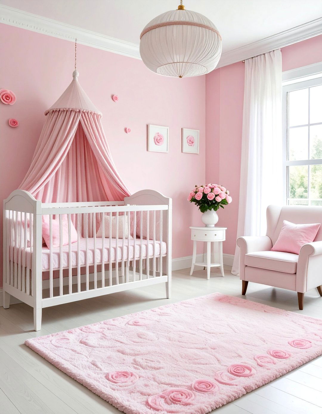Monochromatic Pink Rose Garden with Tonal Variety - 25 Floral Nursery Ideas