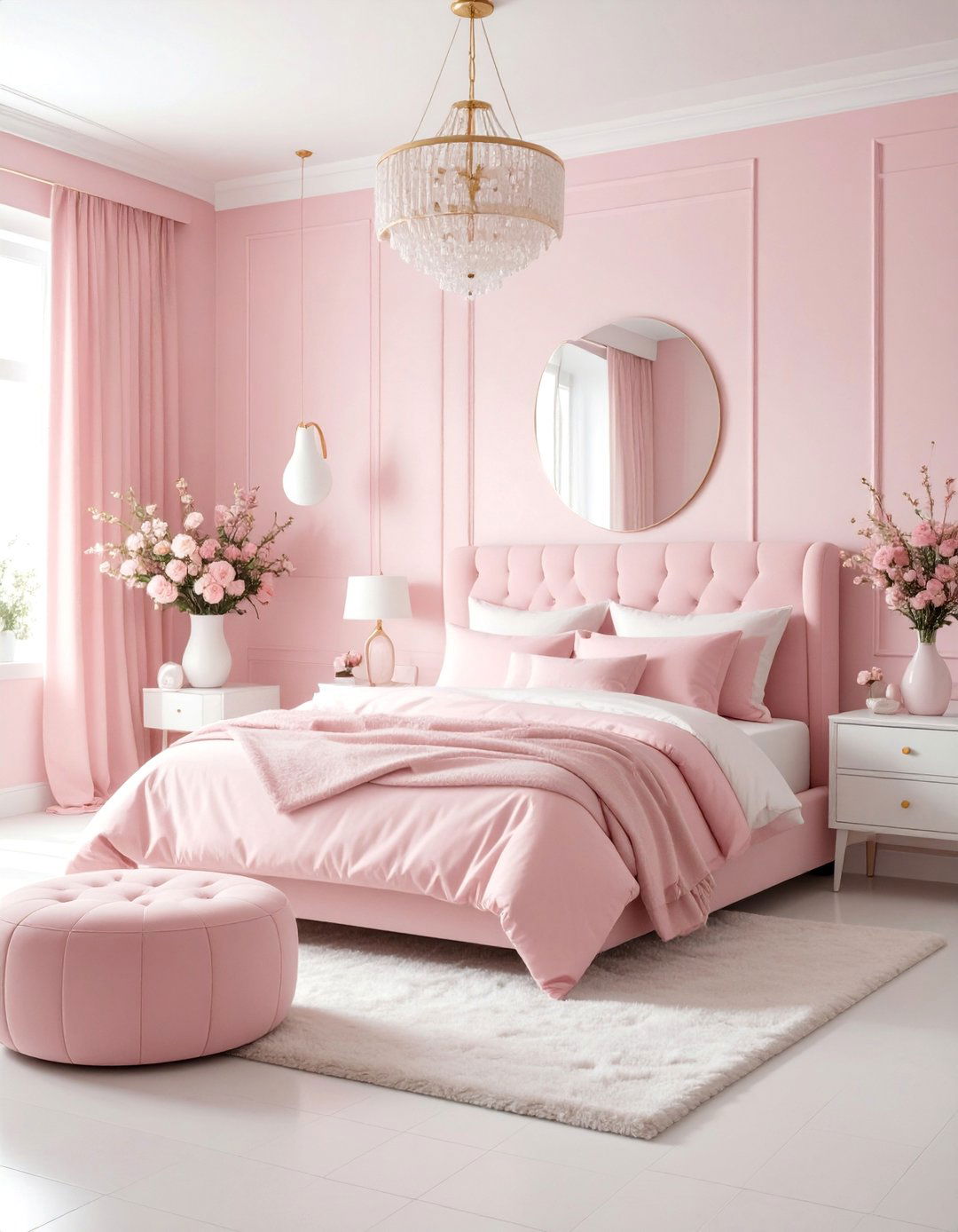 Monochromatic Pink and White Bedroom Theme - 25 Pink and White Bedroom Ideas