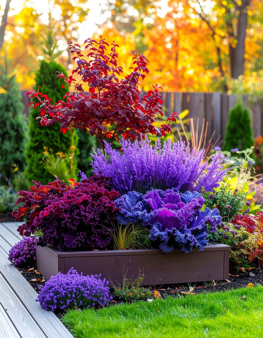 Monochromatic Purple Fall Planter Design - 25 Fall Planter Ideas