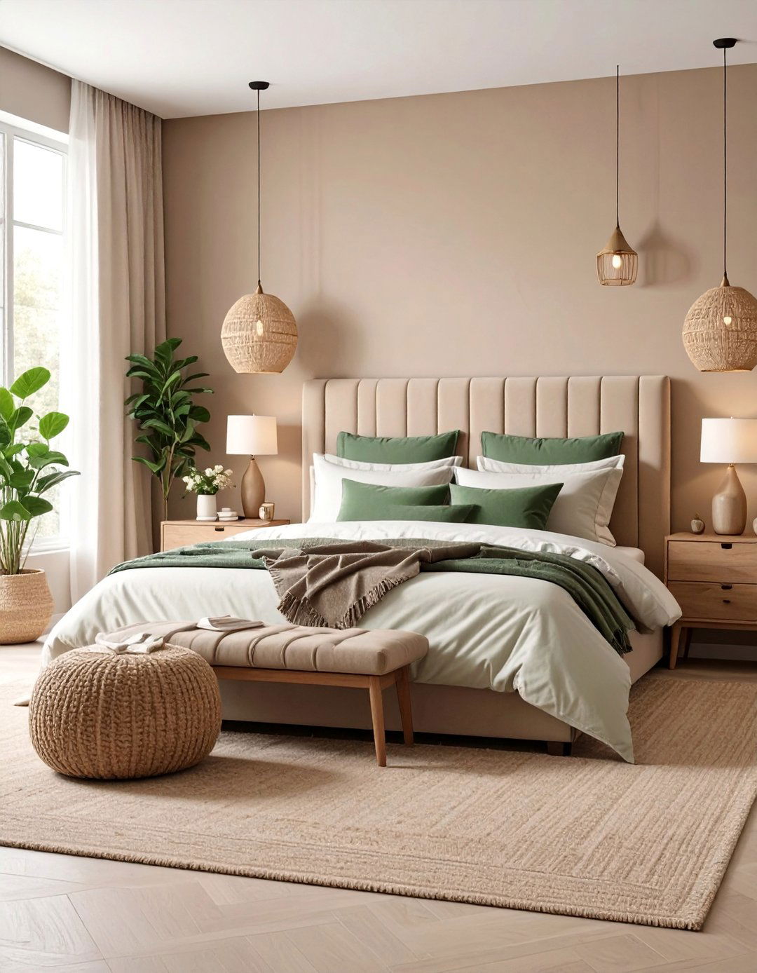 Monochromatic Taupe Bedroom with Layered Textures - 25 Taupe Bedroom Ideas