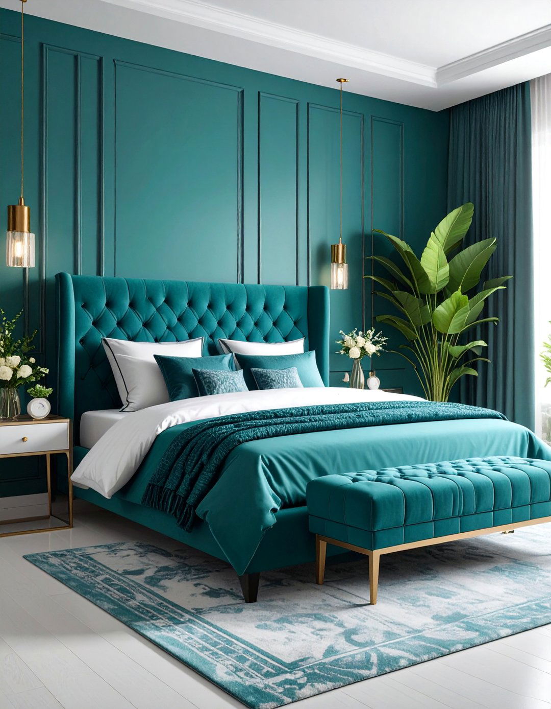 Monochromatic Teal Bedroom Design - 25 Teal Bedroom Ideas