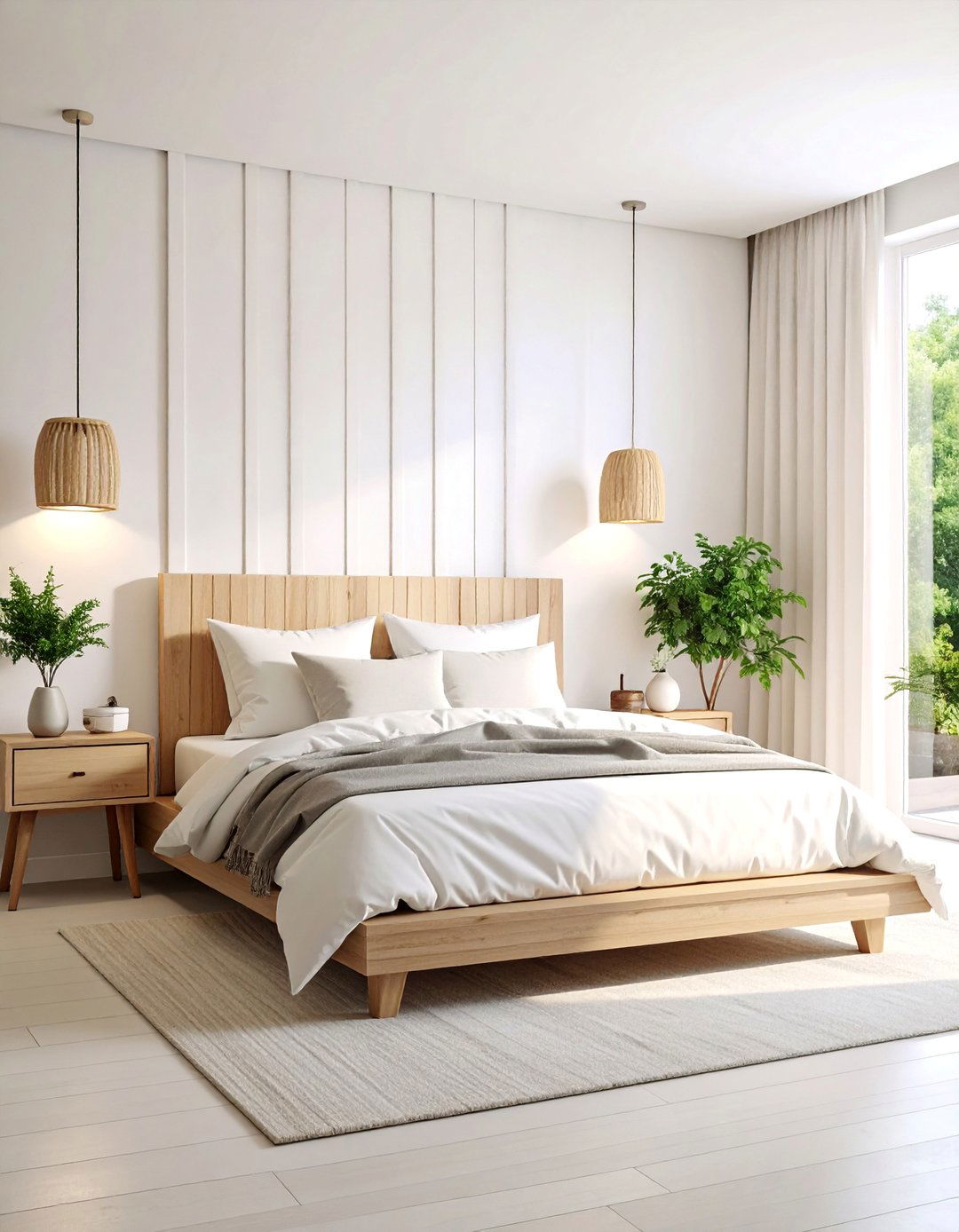 Monochromatic White Bedroom with Textural Elements - 25 Minimalist Decorating Ideas