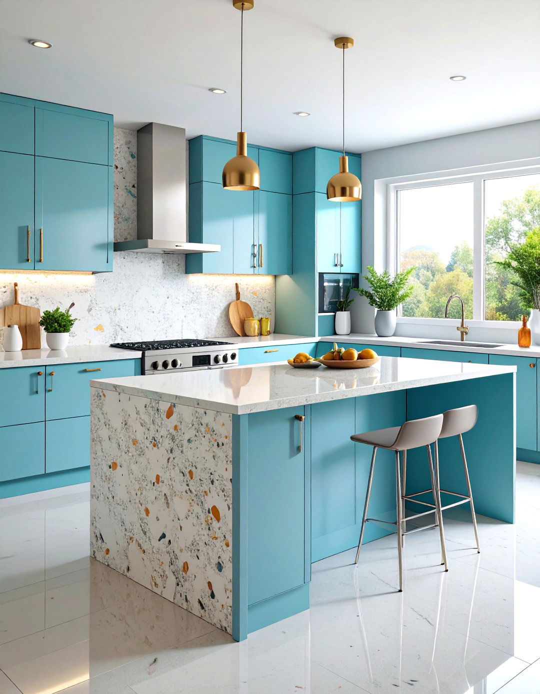 Monochromatic White Terrazzo Countertops with Minimalist Design - 25 Terrazzo Kitchen Countertops