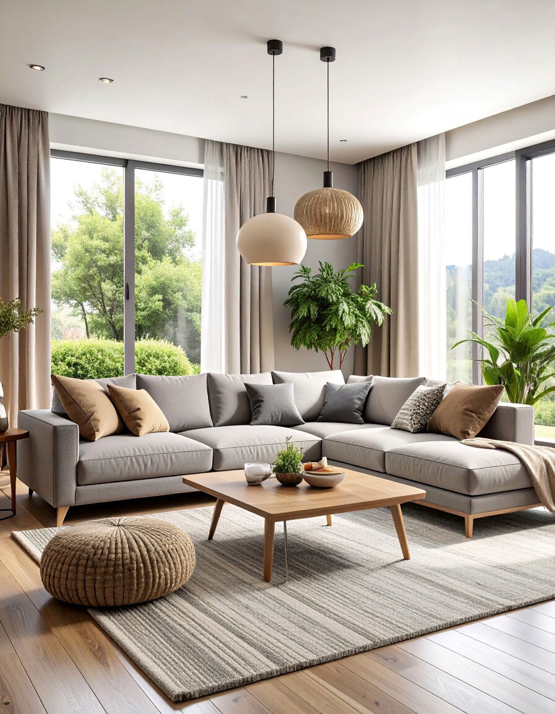 Monochromatic Zen Living Room in Neutral Tones - 25 Zen Living Room Ideas